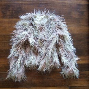 Willow & Clay faux fur jacket, desert pastel colors, Size Small